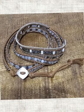 Nakamol Brown and Silver Multi-Strand Wrap Bracelet